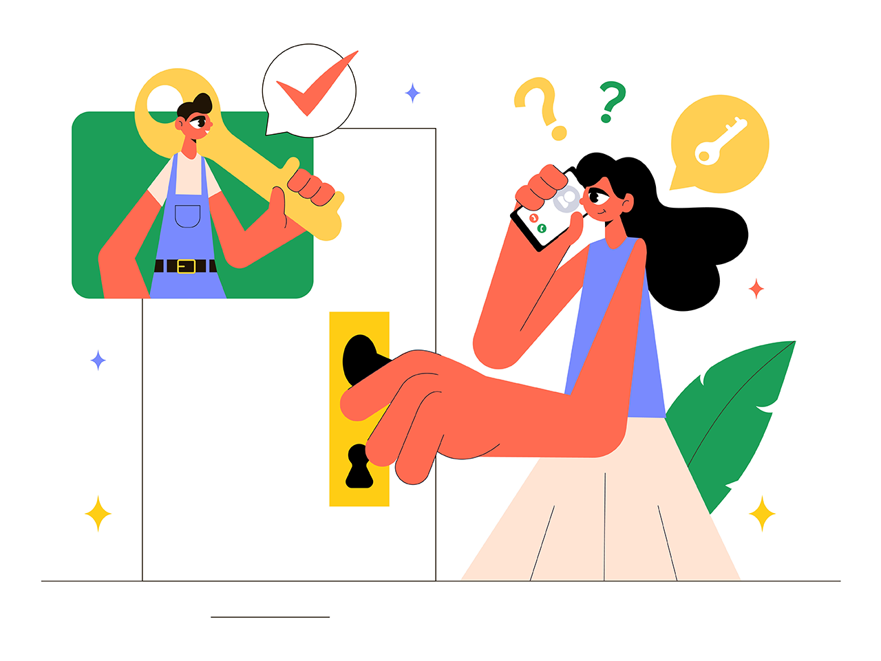 Comic illustration of a commercial lockskmith